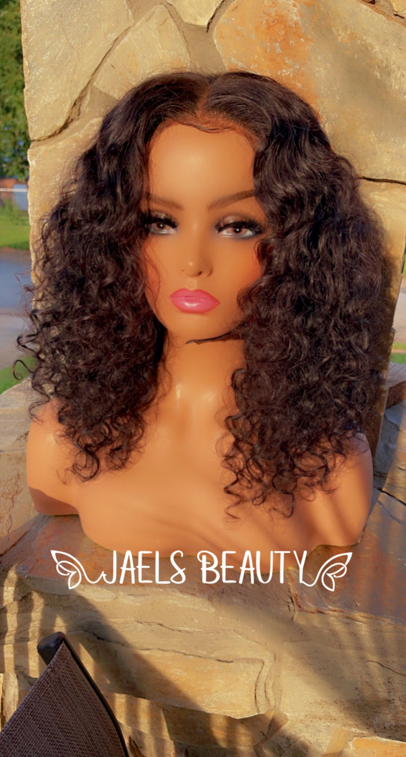 Rare Indian Curly 16 inch 5x5 Glueless Wig