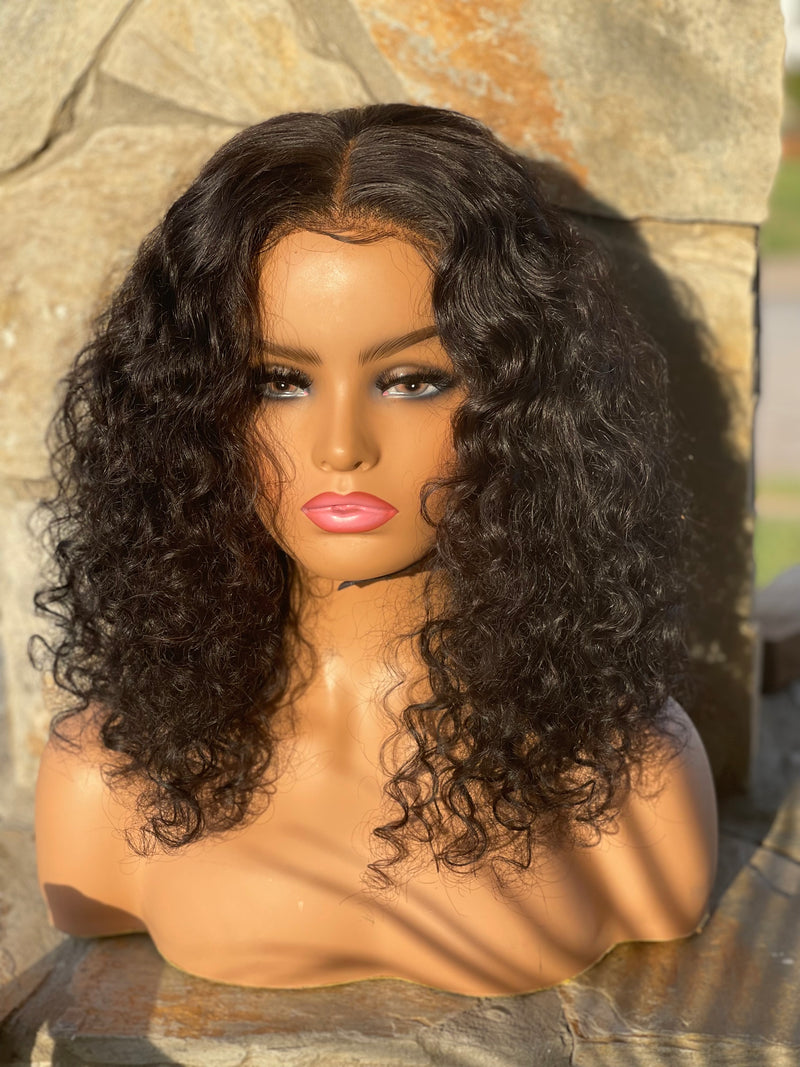 Rare Indian Curly 16 inch 5x5 Glueless Wig